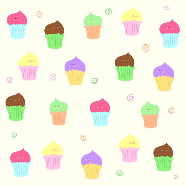 Cartoon sweet cupcakes - Вектор,изображение