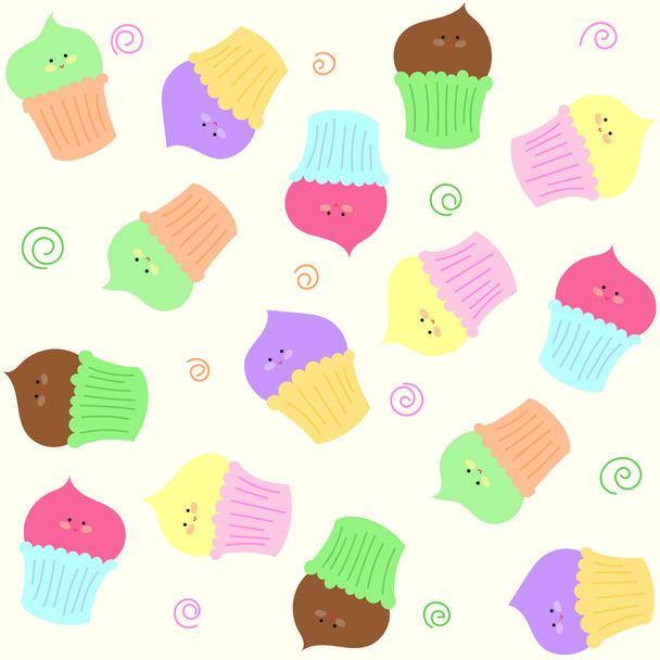 Cartoon sweet cupcakes - Вектор,изображение