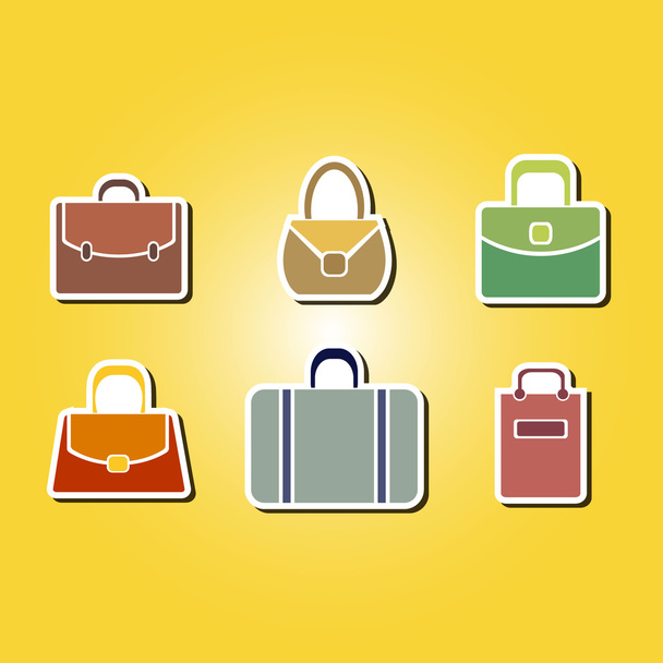 Set of color icons with bags - Vector, Image