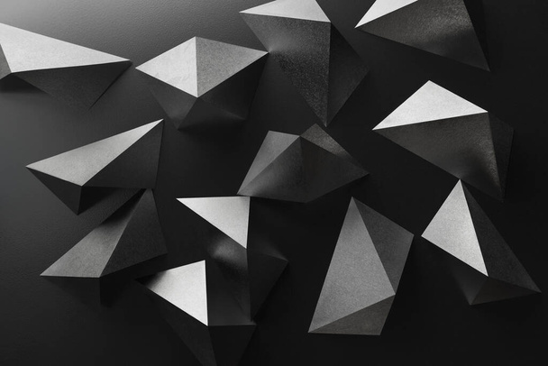 Kompozycja o geometrycznych kształtach wykonana z papieru, czerni i bieli streszczenie - Zdjęcie, obraz