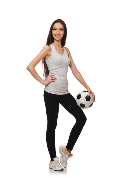 A girl with ball isolated on white - Foto, afbeelding