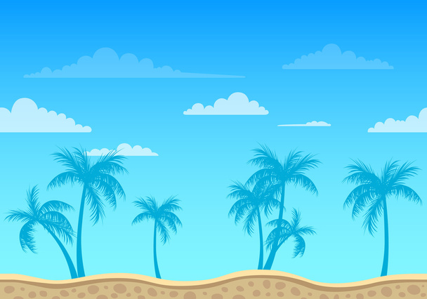 Vector Beach Background with Palm Trees - Vector, Imagen