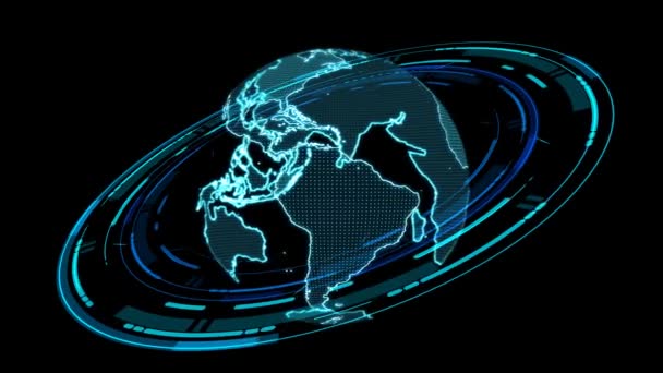 simulación de conexión inalámbrica de red global en tecnología digital monitor anillo de estación doble - Metraje, vídeo