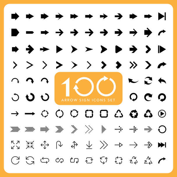 100 alapvető nyíl jel ikonok beállítása - Vektor, kép