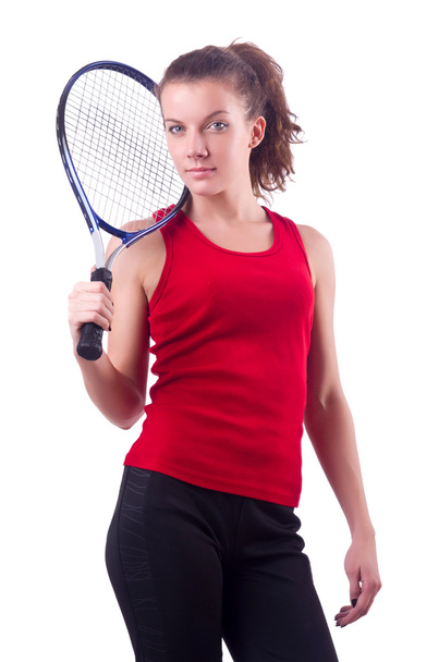 Woman tennis player isolated on white - Photo, Image
