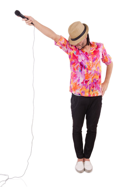 Homem de camisa colorida isolado em branco
 - Foto, Imagem