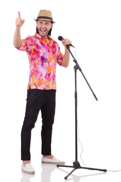 Man in colourful shirt isolated on white - Zdjęcie, obraz