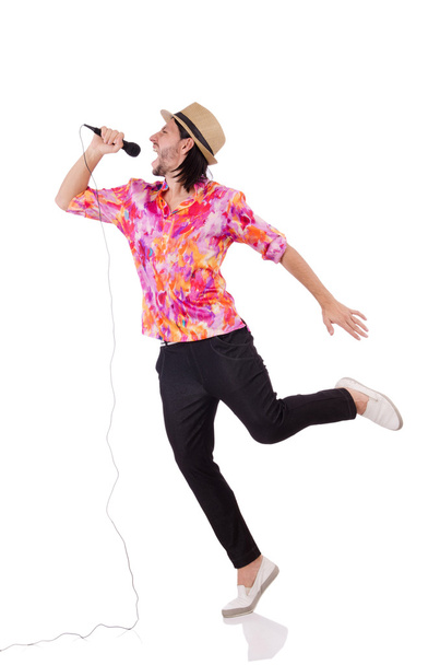 Man in colourful shirt isolated on white - Fotografie, Obrázek