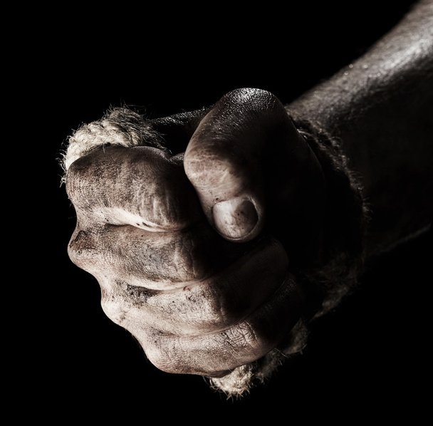 Męskiej ręki z liny. Koncepcji agresji - Zdjęcie, obraz