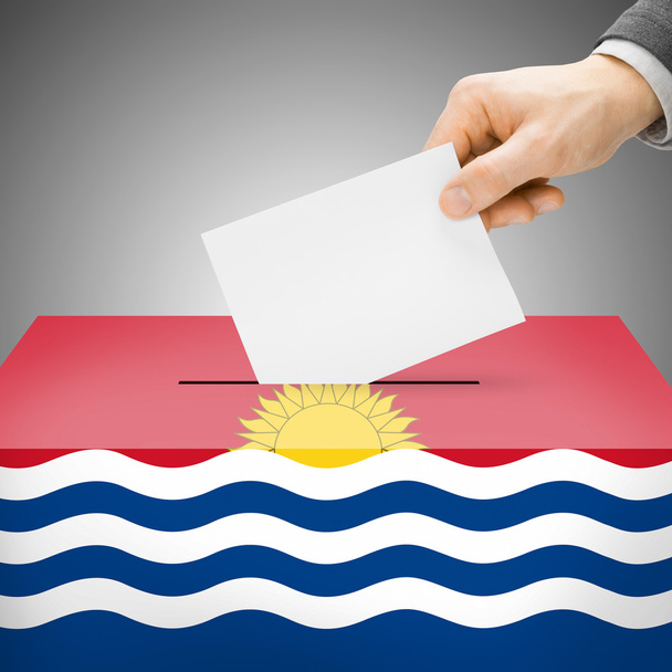 -キリバス共和国の国旗に描かれた投票箱 - 写真・画像
