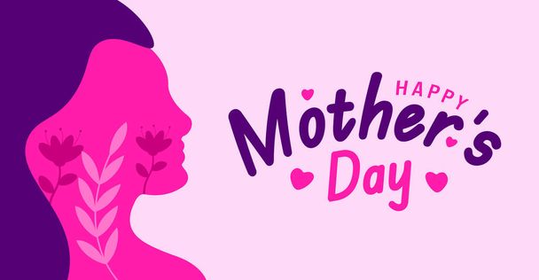Happy Mother 's Day Typografie mit Frauen Vektor Hintergrundvorlage. Verwendung für Hintergrund, Banner, Plakat, Karte und Plakatentwurf mit Textbeschriftung und Standardfarbe. - Vektor, Bild