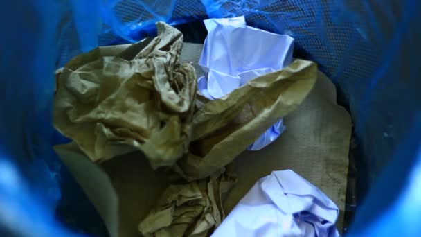 Crumpled paper in the bucket - Footage, Video