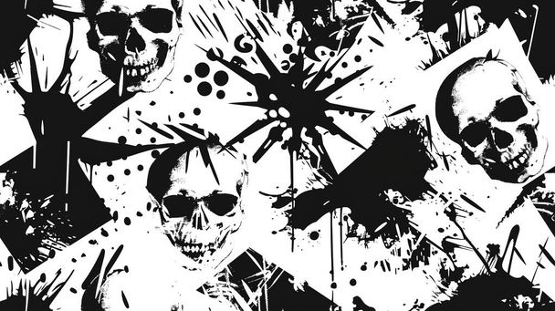 punk pop rock estilo elementos com cor splash fundo abstrato, telha padrão sem costura - Foto, Imagem