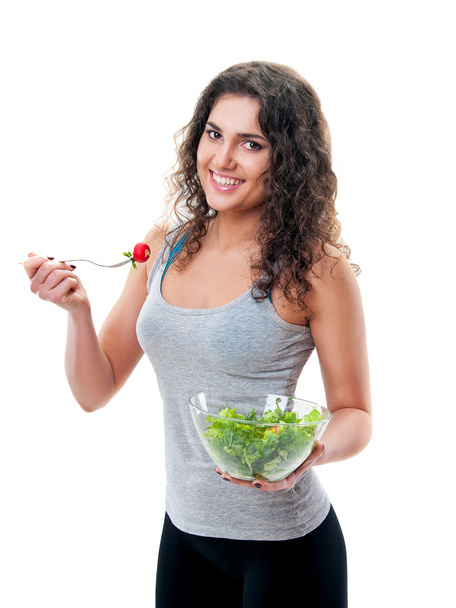 Жінка з листям салату
 - Фото, зображення