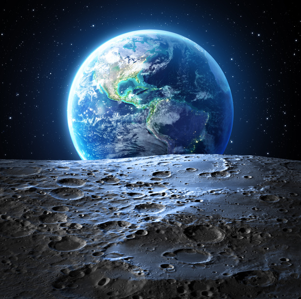 Sininen maa näkymä kuun pinnalta - Usa
 - Valokuva, kuva