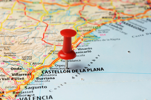 カステヨン デ ラ プラナの地図のピン - 写真・画像