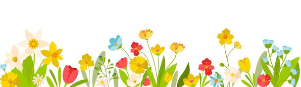Wektor Ilustracja natury ogród kwiaty, wiosna i lato las, izolowane na białym tle - Wektor, obraz