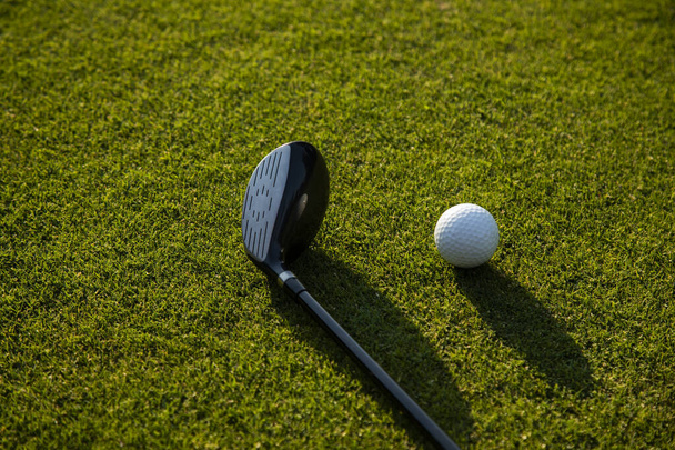 Golfbal op het groene gras - Foto, afbeelding