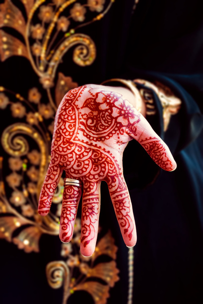 Henna hand tattoo body art tradition color - Photo, Image