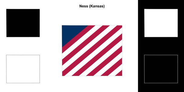 Ness County (Kansas) sada osnovních map - Vektor, obrázek