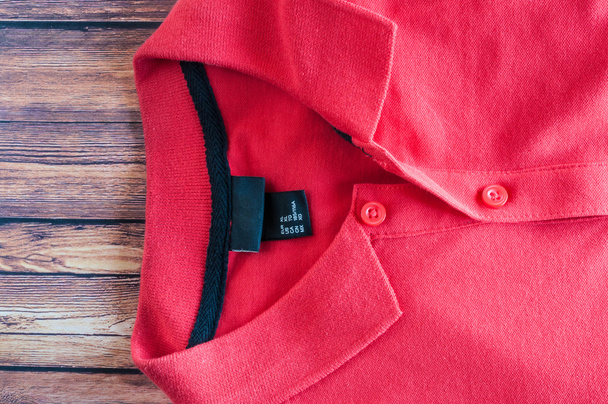 Red collar T Shirt close up - Photo, Image