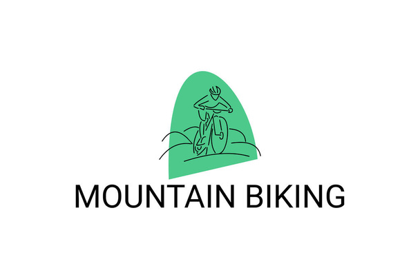 Mountainbiken sport vector lijn pictogram. Sportman met Mountainbike. Vectorteken. sport pictogram illustratie - Vector, afbeelding