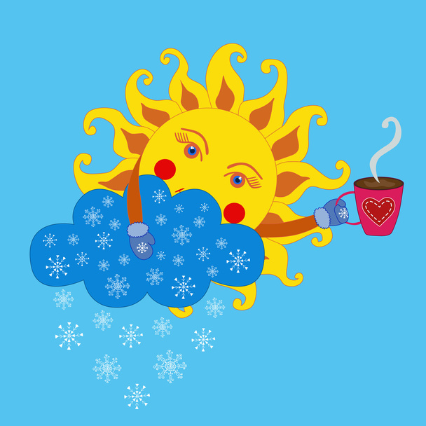 Солнце с чашкой
 - Вектор,изображение