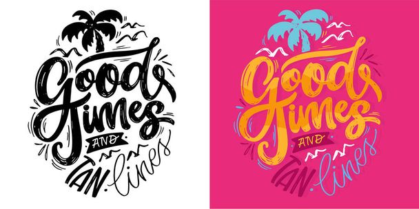 Summer vibes - cute hand drawn doodle lettering quote. Lettering ptint t-shirt design, mug print about summer. - Vector, Image