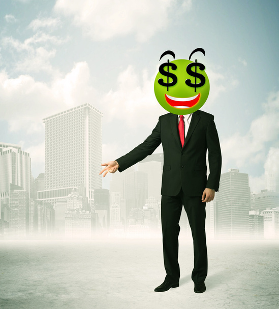 man with dollar sign smiley face - Foto, imagen