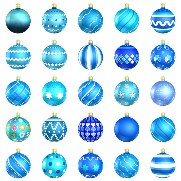 Noël boules bleues gros dos 25 sur fond blanc
 - Photo, image