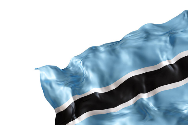 ボツワナの現実的な旗は,白い背景で孤立した折り目を持つ. フッター,コーナーデザイン要素. カットする. 愛国的なテーマや全国的なイベントプロモーションに最適です. 空っぽ,スペースをコピーする. 3Dレンダリング - 写真・画像