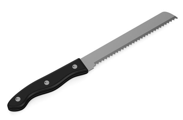 Bread knife with black handle - Фото, зображення