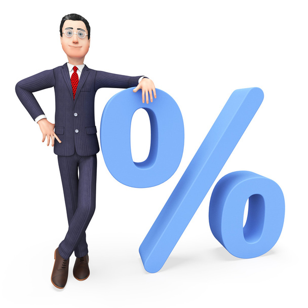 Businessman With Percent Indicates Company Trade And Merchandise - Photo, Image