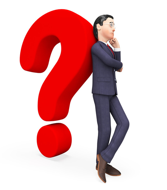 Confused Businessman Shows Frequently Asked Questions And Answer - Photo, Image
