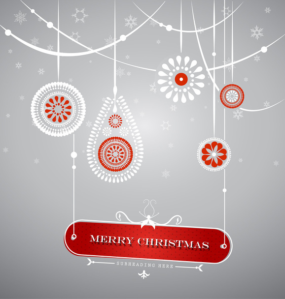 Χριστουγεννιάτικη διακόσμηση με αναρτημένα πλάκα με επιγραφή Χριστούγεννα. - Διάνυσμα, εικόνα