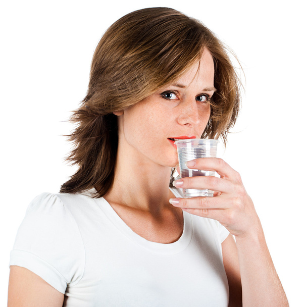 女性飲料水 - 写真・画像