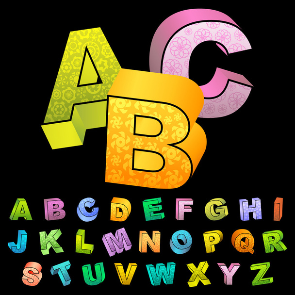 Vector 3d alphabet. - Vector, afbeelding