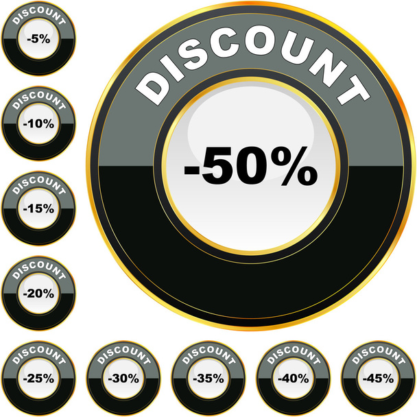 Discount label templates with different percentages - Vettoriali, immagini