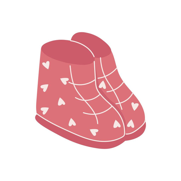 Ροζ παιδικά παπούτσια με καρδιές σε λευκό φόντο - Διάνυσμα, εικόνα