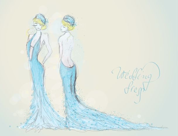 Blaues Hochzeitskleid - Vektor, Bild