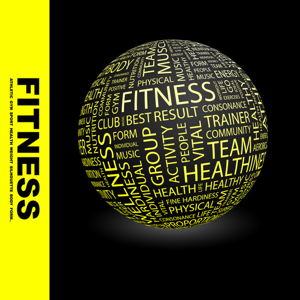 FITNESS. Globe with different association terms. - Vektor, Bild