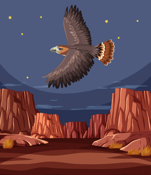 Majestätischer Vogel fliegt in einer Wüstenschlucht - Vektor, Bild
