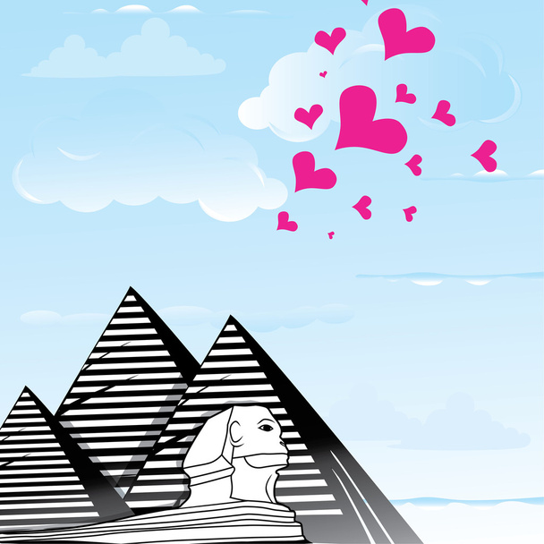 Piramidy i Sfinks sphinks obiektów jako podróży miłość do Kairu, Egipt, ilustracji wektorowych serca - Wektor, obraz