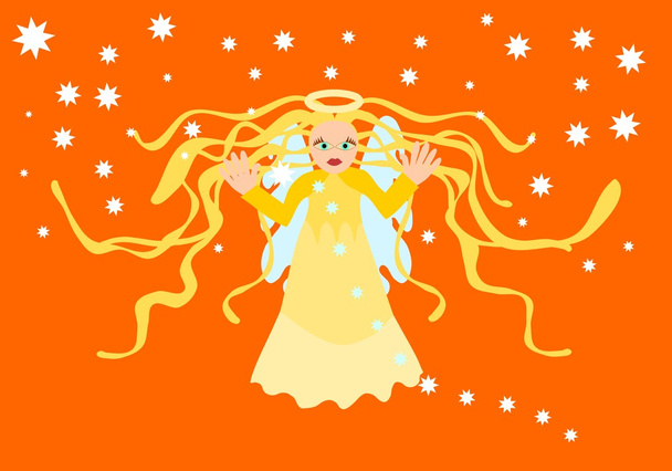 Bendición ángel de la guarda al cielo naranja ardiente
 - Vector, Imagen