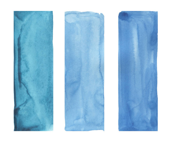 Acuarela azul paleta de colores fondos Clipart, Pinceladas ilustración, Elementos de diseño, Salpicaduras de pintura conjunto - Foto, imagen