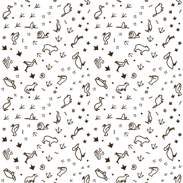 Seamless texture - animals and traces - Vector, Image