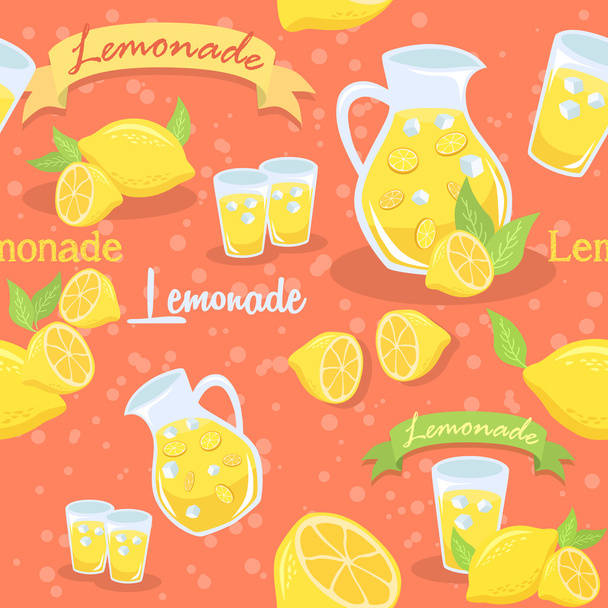 Lemonade Seamless Pattern Red - ベクター画像