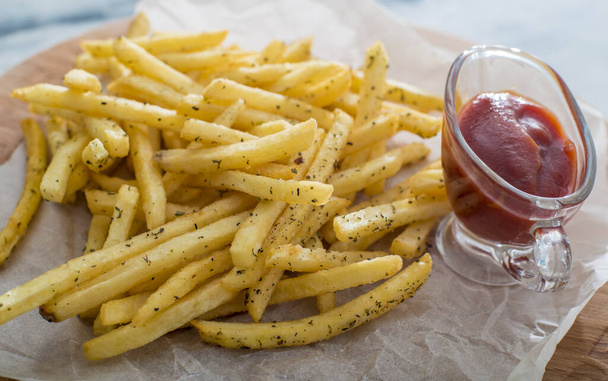 french fries and ketchup - Photo, Image