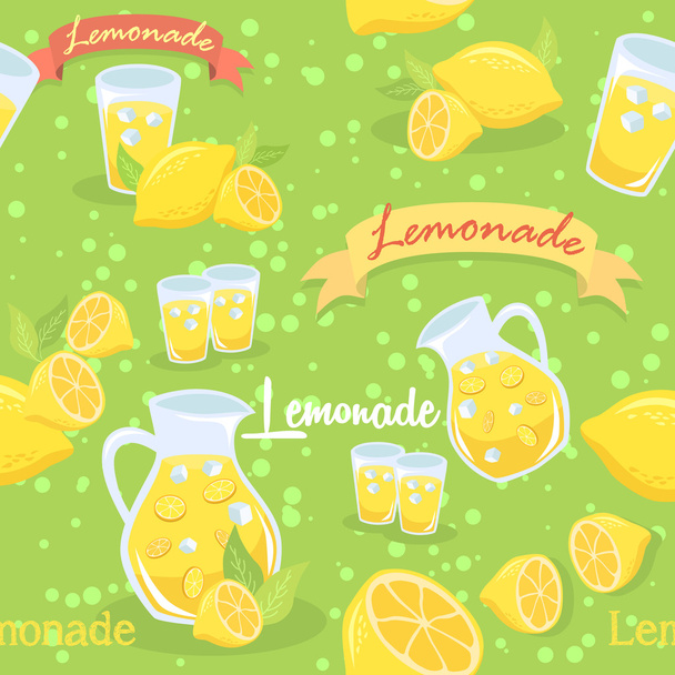 Lemonade Seamless Pattern Green - Vector, Image