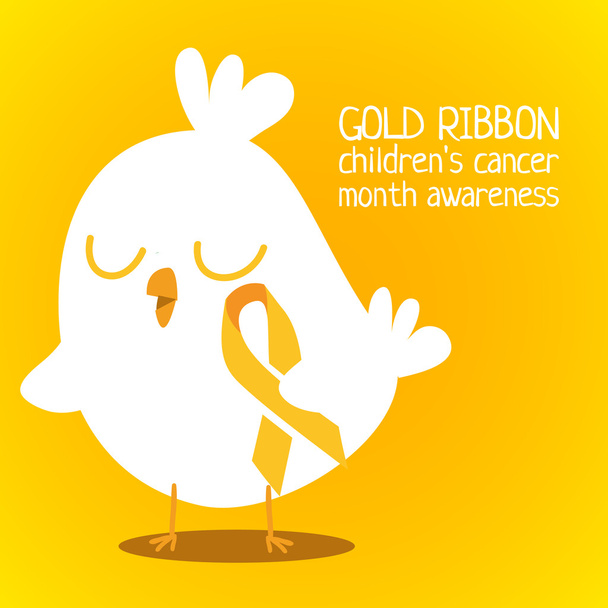 Little chicken with golden ribbon - Vector, Image